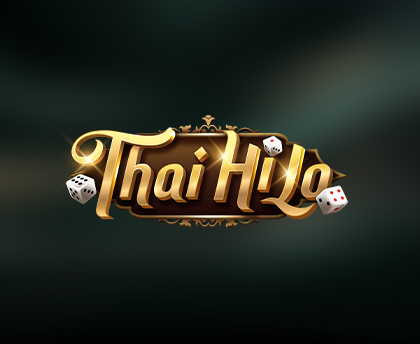 Stylized 'Thai HiLo' logo featuring gold lettering, with 3 dice, set against a dark green gradient background.